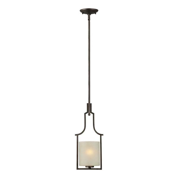 Forte One Light Antique Bronze Umber Linen Glass Down Mini Pendant 2401-01-32